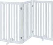 Unipaws Large Free Standing Dog Gate, Extra Tall Safety Wood Pet Gate, Indoor Foldable Dog Gate, Expands up to 152cm Wide 91cm, Doorway Pet Barrier, White