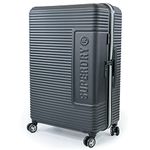 Superdry 19 Inch Small Cabin Suitcase - Lightweight 2.7kg, 42L Capacity, Robust, TSA Locks, 8 Spinner Wheels Luggage with a Telescopic Handle, Lined Interior & Packing Straps (Black/Silver, Small)