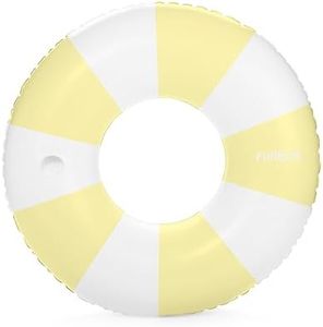 FUNBOY Giant Vintage Yellow Stripe Pool Tube Float with Cup Holder, 46" (Pack of 6)