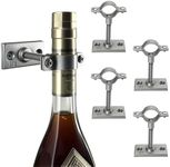 Lily's Home Bar Wall Mount Single Wine Bottle Display Holder, Industrial Design with Mounting Hardware, Works with Wine or Liquor Bottles, Silver Finish (4-1/2” x 1-3/8” x 2-3/4” Set of 4)