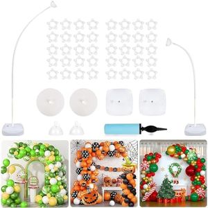 Emapoy 9FT & 6FT Balloon Arch Kit, Half Arch Balloon Stand with Base, Bending Column Backdrop Tower Stand Kit for Floor, for Birthday Wedding Graduation Party Decorations