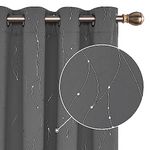 Deconovo Soft Dotted Line Foil Printed Blackout Curtains Thermal Insulated Curtains Eyelet Energy Efficiency Room Darkening Curtains for Bedroom 52 x 72 Inch Light Grey 2 Panels