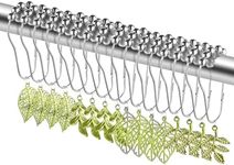 12 Pcs Shower Curtain Rings, Metal Rustproof Shower Curtain Hooks, Shower Hooks with Beautifully Green Leaves for Your Shower Space Add a Touch of Natural Elegance