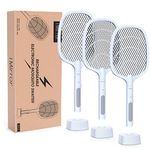 iMirror Bug Zapper Racket, 2 in 1 Rechargeable Electric Fly Swatter, Mosquito Swatter for Indoor and Outdoor (3 Pack, 1800 mAh)