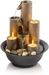 Alpine Corporation WCT202 Indoor Tabletop Tiered Water Fountain Featuring 3 Candles for Desktop and Table, 11", Brown