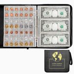 Coin Collection Supplies Pages for Collectors, 12 Sheets Coins Holder Album Book Sleeves, Collecting Binder Protectors for Silver Dollar Bill Quarters Penny Stamp Currency (294 Pockets)