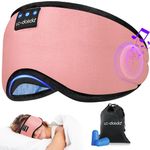 Sleep Headphones Breathable Bluetooth Eye Mask Sleeping Headphones, Wireless Eye Mask Sleep Earbuds Built-in MIC Women Office Air Travel Cool Tech Gadgets Unique Gifts Pink