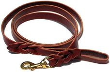 Ray Allen Mfg Signature K9 Braided Leather Leash, 6-Feet x 3/4-Inch, Burgundy