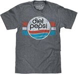 Tee Luv Men's Diet Pepsi Shirt - Retro Pepsi Logo Graphic Tee Shirt, Graphite Heather, L
