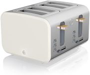 Swan ST14620WHTN Nordic 4-Slice Toaster with Defrost/Reheat/Cancel Functions, Cord Storage, 1500W, White