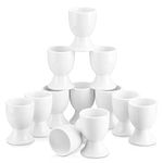 MALACASA, Series Regular, 12-Piece 2" Egg Cups Ivory White Porcelain China Ceramic Cream White Egg Stand Plates(6.5 * 5 * 5cm), Set of 12