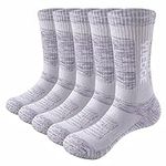 YUEDGE Women's Wicking Breathable Cushion Anti Blister Casual Crew Socks Walking Athletic Sports Socks for Women 3-5, 5 Pairs Grey