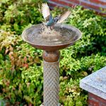 HUWAIPL 35.4" H×12.2" W Metal Bird Baths for Outdoors,Cylindrical Base Bird Bath,Vintage Bird Bath Bowl, Bird Feeder Seed Tray Garden Lawn Yard Decor