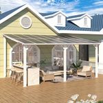 U-MAX 16' x 10' Gazebo for Patio, 10x16 Large Wall-Mounted Hard Top Lean to Metal Gazebo Shelter Pergolas and Gazebos Clearance with Roof, Heavy Duty Awnings for Backyard, White