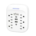 BN-LINK 1800J Surge Protector USB Wall Charger, 6 Outlet Extender with 3 USB Ports(USB C), Power Strip Multi Plug Outlet Expander, Wall Mount Power Strip for School, Travel, Office, Home, ETL Listed