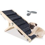 Umtiti Wooden Folding Portable Pet Ramp. 4 Levels Adjustable 9" to 17.3" with Non-Slip 5 Paw Traction Mat for Small Medium Doggie. Dog Ramps-UK