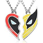 HOMELEX Deadpool Wolverine Necklace 2PCS Superhero Best Friend Wolverine Necklace Cartoon Alloy Half Heart Jewelry for Women Men