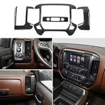 JWWY Center Consoles Dash Board Trim for 2014-2018 Chevy Silverado Carbon Fiber