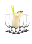 lav Hurricane Glasses Set of 6 - Pina Colada Cocktail Glasses 13 Oz - Great Choice for Tropical Drinks & Beers and Juice - Lead-Free Clear Tulip Drinking Cups Father's Day Gift