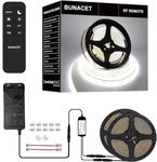 BUNACET COB LED Strip Lights Dimmable 12M 24V, Bright COB Light Strip Kit Cool White 6500K with RF Remote & Power Supply, 2880LEDs, CRI90+ Dotless COB LED Tape Light for Bedroom Cabinet Home Decor