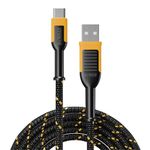 DEWALT Type C to USB Cable — Reinforced Braided Cable for USB to USB-C — Type C Fast Charging USB-C to USB-A Cable — Fast Charging Cord Type C — 10 ft