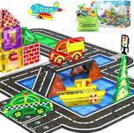 Magnetic Tiles City Road Set Kids Toys Sensory Games for 3 Year Old Boys and Girls, Magnetic Blocks for Kids Age 3-5 4-8 Classroom Must Haves Preschool Learning Outdoor Toys