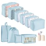 Packing Cubes for Suitcase - GEEDIAR 11 PCS Packing Cubes Travel Luggage Organizers Bag Waterproof Travel Essentials Bag Clothes Shoes Storage Bags（Blue）