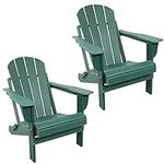 Sunnydaze Folding All-Weather Adirondack Chair - for Patio or Yard - 300-Pound Capacity - 34.5-Inch - Set of 2 - Green