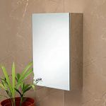 PGen Medium Size 304 Grade Stainless Steel Mirror Finish Luxury Chrome Designer Mirror Bathroom Storage Wash Basin Wall Cabinet (Medium (12 x 18 Inch))