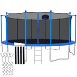 CITYLE 1200LBS 12FT Tranpoline for Adults/Kids with Safety Enclosure Net, Basketball Hoop, Ball, Wind Stakes and Ladder, Heavy Duty Outdoor Recreational Tranpolines for Family, Blue