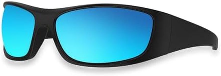 Bloomoak Super Dark Lens Black Polarized Sunglasses | Wrap Around Sport Sunglasses Unisex | UV400 | CAT 4 | For photophobia(Sensitive Eyes) (Olive Green/Blue Mirrored)