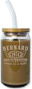 Personalized Etched 16oz Can Glass - Customized Gifts for Men Women, Sister Mom Dad, Custom Name Drinking Cup Gift Idea, Happy 40th Birthday, Turning Years Old Present for Her Him Bday Party, Bernard