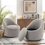 Swivel Accent Chair Set of 2, 360° Swivel Barrel Chair with Hidden Storage, Modern Small Round Swivel Accent Chair for Living Room/Bedroom-LightGrey