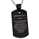 Tioneer Stainless Steel Hope and Future Jeremiah 29:11 Dog Tag Pendant Necklace