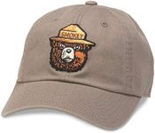 AMERICAN NEEDLE Smokey Bear Adjustable Buckle Strap Baseball Hat, Washed Slouch Collection, Moss (20001C-SBEAR-MOSS)