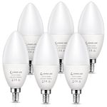 LOHAS-LED E14 LED Light Bulbs, 7W SES E14 Candle Bulb, Small Screw Light Bulbs, Equivalent to 60W Incandescent Bulb, Warm White 3000K, Non-dimmable, 600LM, 220-240V, Energy Saving, 6 Pack