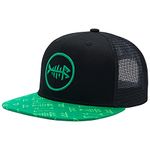 Bassdash Flat Brim Trucker Cap Adjustable Snapback Hat Mesh Back for Men Women Green and Black