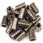 TERF® M8 (8mm) X 20mm Wood Insert Hex Socket Nuts Threaded Insert Flanged Hex Socket (Type D) Nut For Wood Timber Furniture Carpenter DIY and Many Project - Pack of 10