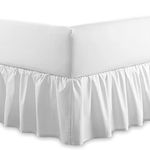 Plain 100% Egyptian Cotton Fitted Valance Sheet | Easy Care 16" / 40cm Extra Deep Frilled Valance Fitted Bed Sheet - Machine Washable - Single Double King Size (White, Double)