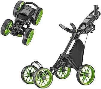 caddytek Caddycruiser One Version 8 - One-Click Folding 4 Wheel Golf Push Cart, Lime