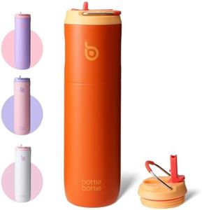 BOTTLE BOTTLE Insulated Water Bottle 24oz with Straw Lid and Handle for Sports Travel Gym Stainless Steel Water Bottles Double-Wall Vacuum Metal Thermos Bottles Leak Proof BPA-Free (Orange)