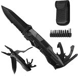 Evojomo Pocket Knife Multitool, 10 in 1 Outdoor Survival Knife with Plier, Opener, Screwdriver for Camping, Hiking. Fathers Day Gift, Gift for Men.