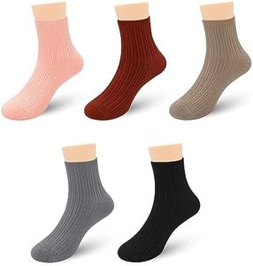 SERISIMPLE Viscose Bamboo Stretch Kids Ankle Socks Breathable Lightweight for Toddler Preschool Thin Soft Baby Socks 5 Pairs (Assorted 2, Large)