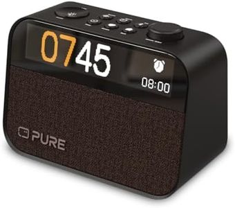 Pure Moment Radiowecker für Schlafzimmer & Büro (DAB+/FM Digital Radio, Bluetooth, White Noise Geräusche Einschlafhilfe, Wake Up Light Lichtwecker, Nachtlicht, Alarm, dimmbares Display) Coffee Braun