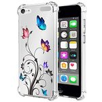 Yodueiv Phone Case for iPod Touch 7 / iPod Touch 6 / iPod Touch 5 Case for Girls Women, Soft Clear TPU Protective Transparent Case Cover for Apple iPod Touch 5/6/7th (Butterfly)