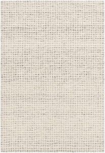 Hauteloom Griden Wool Area Rug - Checkered Geometric Square Textured - Contemporary Modern Minimalist Farmhouse Transitional - Ivory, Slate Gray, Pearl White, Beige, Cream - 12' x 15'