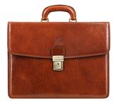 Time Resistance Leather Briefcase Full Grain Leather Attache Case Handmade Brown Laptop Bag