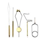 SagaSave Fishing Tying Tool Kit with Bobbin Thread Holder, Wire Threader, Knot Whip Finisher Hackle Plier for Quick Knot Tying, Hair Rig and Hook Tying, Loop Tying, Fly Fishing