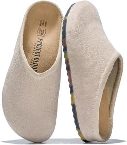 Project Cloud Casual Clogs for Women - Genuine Leather SmartFoam Arch Support Insole Womens Slippers Cashmere Knit Slides - Slip On Shoes for Women Non-Slip Mules & Clogs (Nella, Dove Knit,8M)