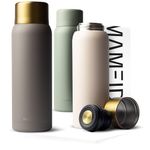 MAMEIDO Thermos Flask 1l with Cup, Flask for Hot Drink up to 12 Hours, Leak-Proof Thermal Flask 100% BPA Free for Hot Water, Coffee & Tea (Taupe Grey Gold, 1 Litre)